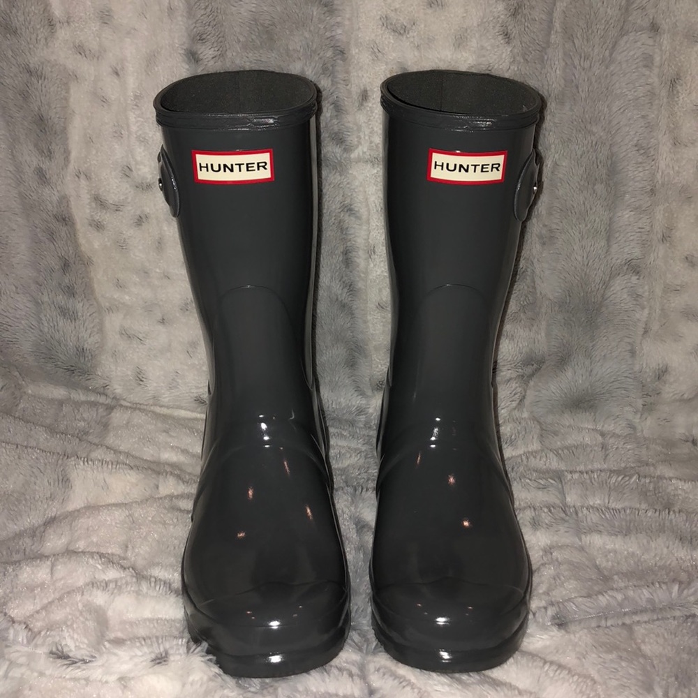 DARK SLATE WOMENS ORIGINAL SHORT GLOSS HUNTER BOOT